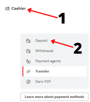 how to deposit into deriv account