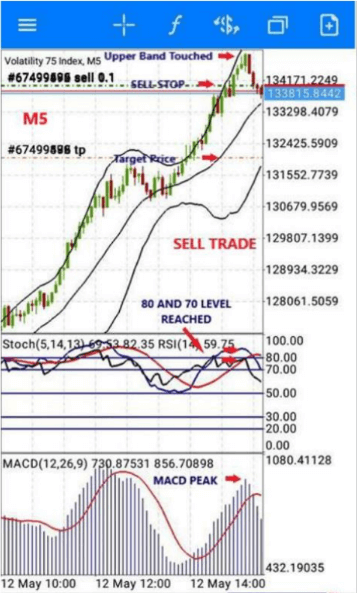 sell trade using The V75 Scalping Trading Strategy