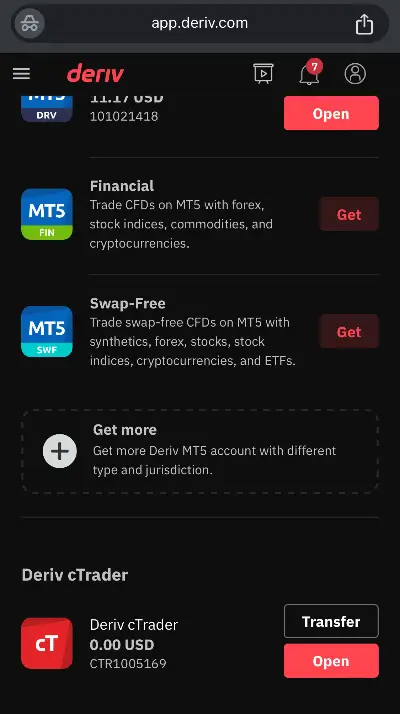 How to open Deriv cTrader account